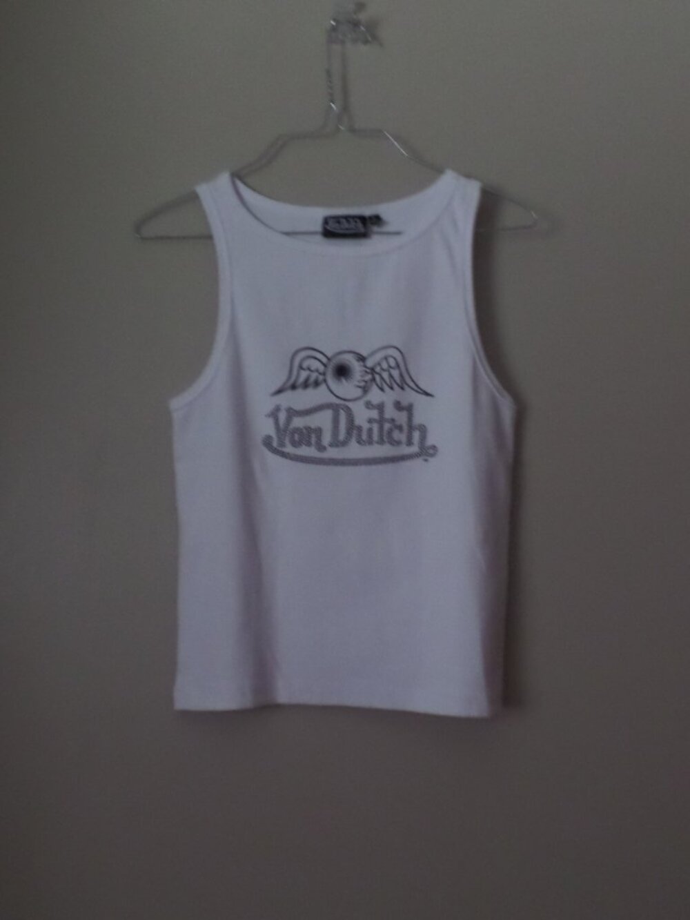 Von Dutch Flying Eyeball Ribbed White Tank Top – NWOT – Size Large